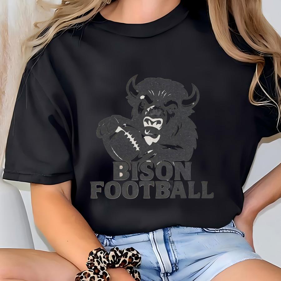 Bison Football Tshirt, Bison Football Tee, Bison Mascot Shirt, Go Bisons, Bison School Spirit Gear, Football Shirt, Football Spirit Shirt T-shirt