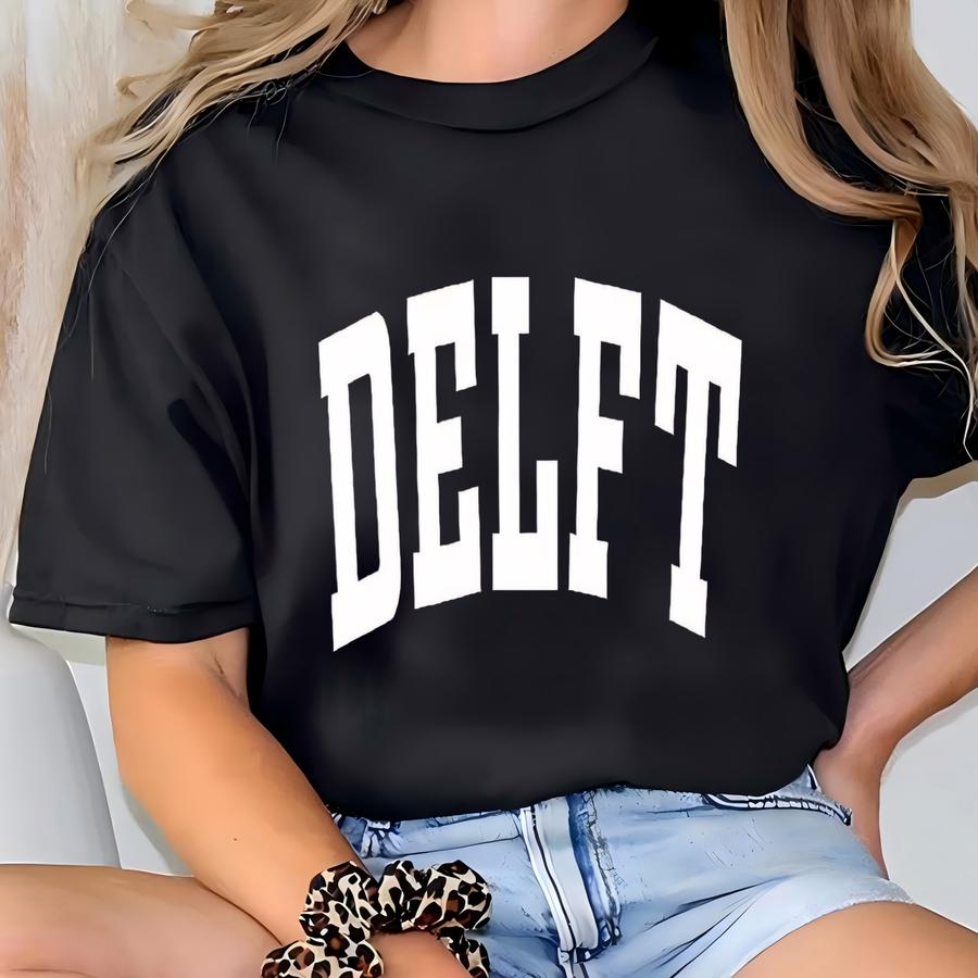 Delft Sweatshirt Hoodie Shirt, Delft City Design, Dutch Blue Pottery Style, Travel Gift, Comfortable Unisex Casual Wear, Perfect Delft Look T-shirt