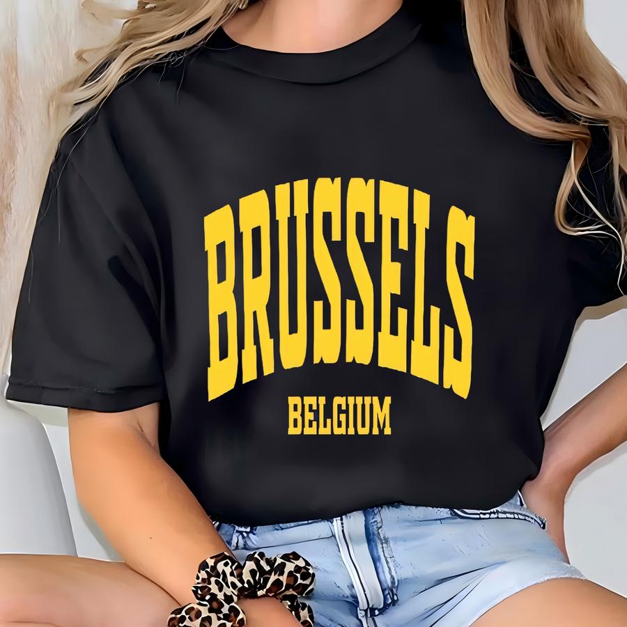 Brussels Sweatshirt Hoodie Shirt, Brussels City Design, Belgium Capital Style, Travel Gift, Unisex Cozy Casual Wear, Perfect Brussels Look T-shirt