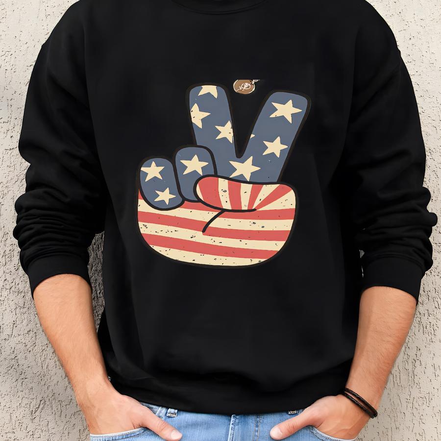 America Peace Sign Shirt: Patriotic 4th Of July Tee Sweatshirt