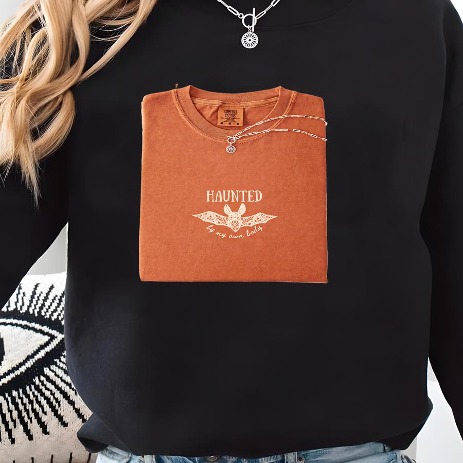 Haunted By My Own Body Linocut Chronic Illness Shirt Spoonie Shirts That Go Hard Oddly Specific Shirt Pots Syndrome Disability Pride Pcos Sweatshirt