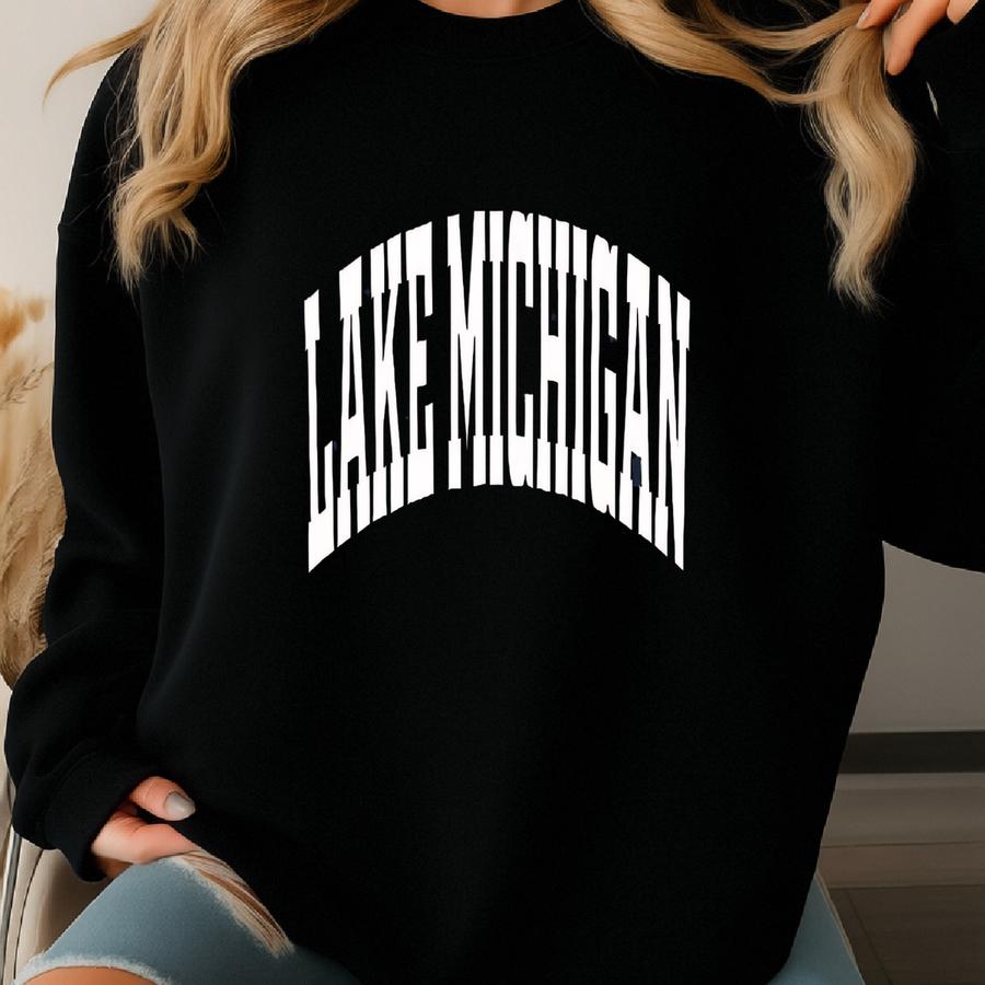 Lake Michigan Sweatshirt Hoodie Shirt, Great Lakes Vibes, Lake Life Outfit, Cozy Unisex Casual Wear, Beach Lover Gift, Lake Michigan Look Sweatshirt