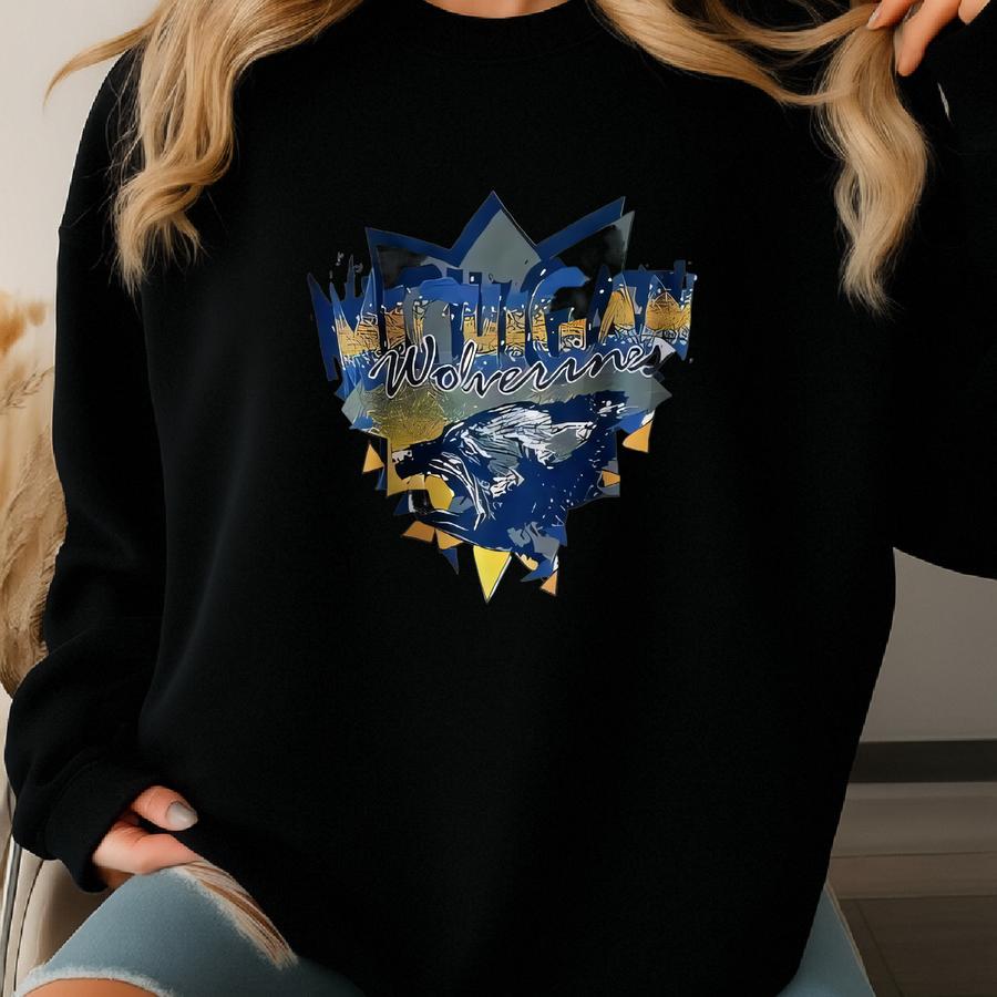 Vintage 90s/ Michigan/ Wolverines/ Vintage Fruit Of The Loom Gray T-shirt (l) Sweatshirt