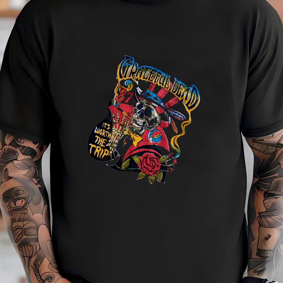 Vintage 1987 Grateful Dead Fall Tour It's Worth The Trip 80s Gdm Parking Lot Bootleg Tee Graphic Shirt Usa Size Xs/s T-shirt