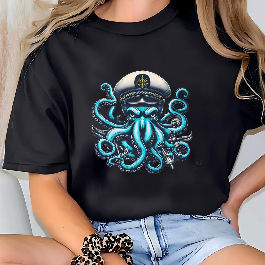 Beachy Dogz Octopus Chaos Hoodie For Dog And Ocean Lovers Of Funny Tee With Humorous Design Summer Ocean Shirt Gift For Dog Lover T-shirt