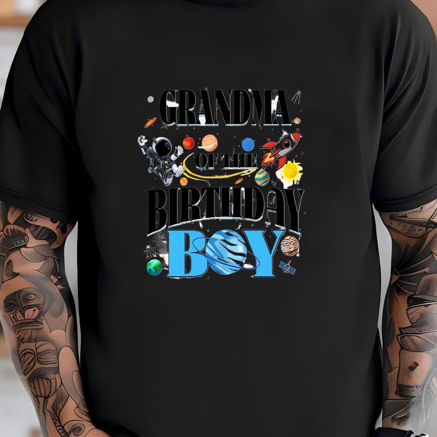Birthday Boy Family Matching Shirt, Space Theme Birthday Outfit, Mom Dad Brother Sister Shirt, Grandma Mimi Shirt Galaxy Rocket Party Shirt T-shirt