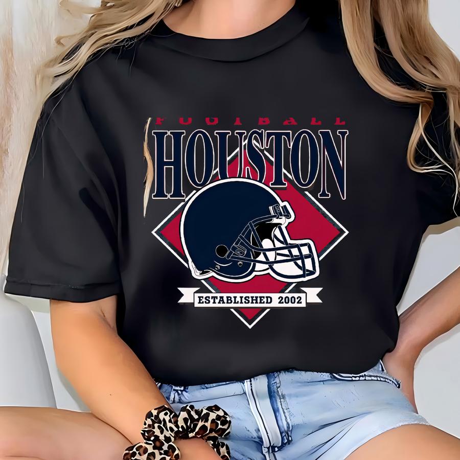 Houston Football Vintage Style Crewneck Hoodie,texan Football Shirt,houston Football Game Day Shirt,sunday Helmet Fgd22 T-shirt