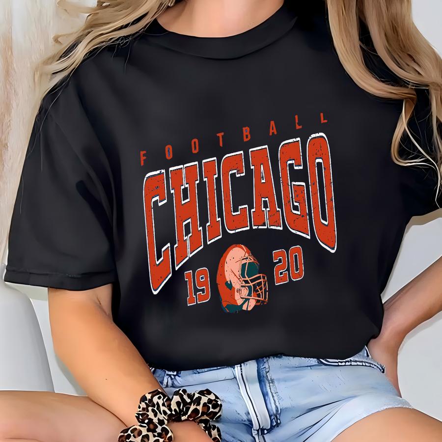 Chicago Football Shirt, High Quality 1920 Helmet Tee, Retro Game Day Hoodie, Vintage Style 80s Tee, Chicago Fan Gifts T-shirt