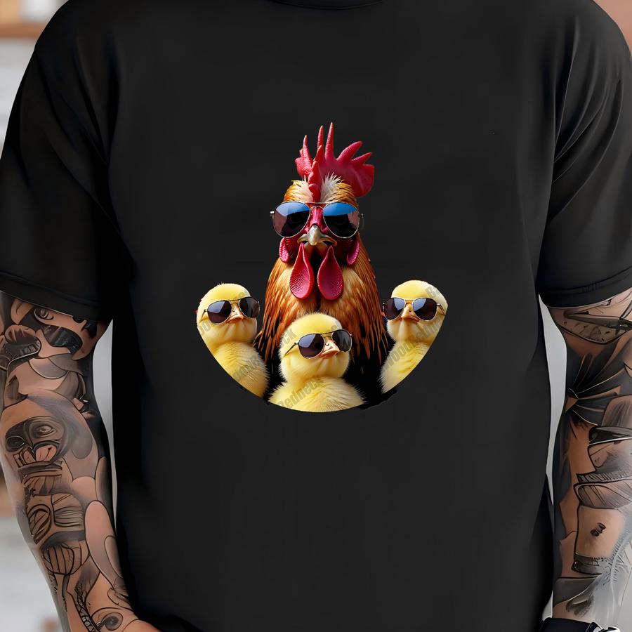 Best Cluckin' Dad Ever Png, #1 Dad Png, Chicken Dad Png, Rooster And Chicks Png, Father's Day Png T-shirt