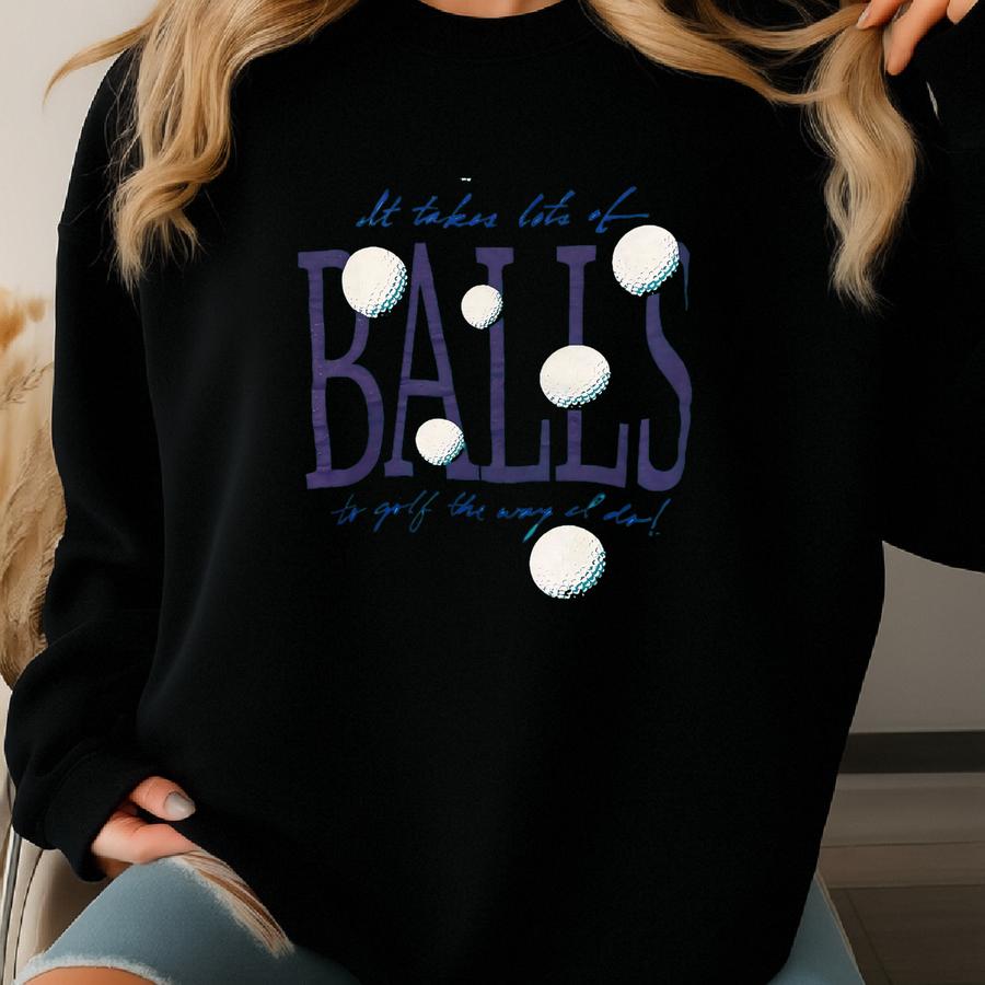 Vintage Golf Humor Tee: It Takes A Lot Of Balls - Screen Stars Xl Sweatshirt