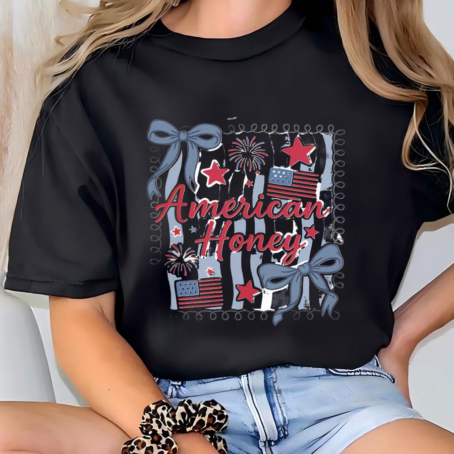 American Honey Hoodie: July 4th Coquette Tee T-shirt