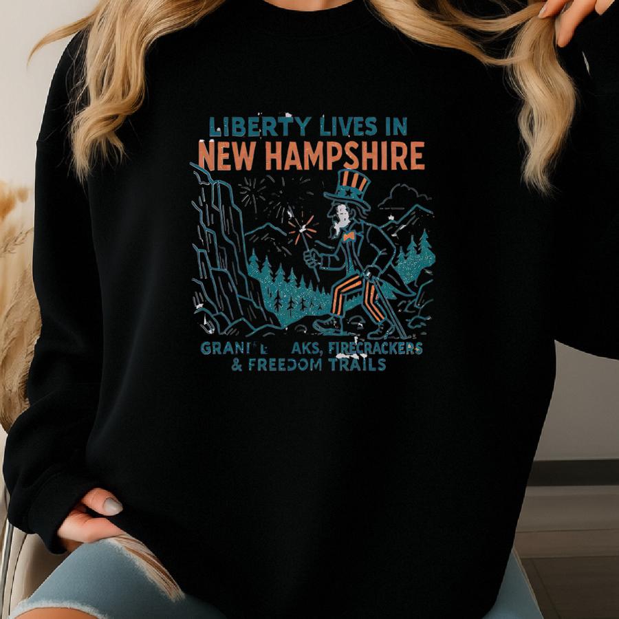 New Hampshire Freedom Tee: Vintage Patriotic Graphic Shirt Sweatshirt