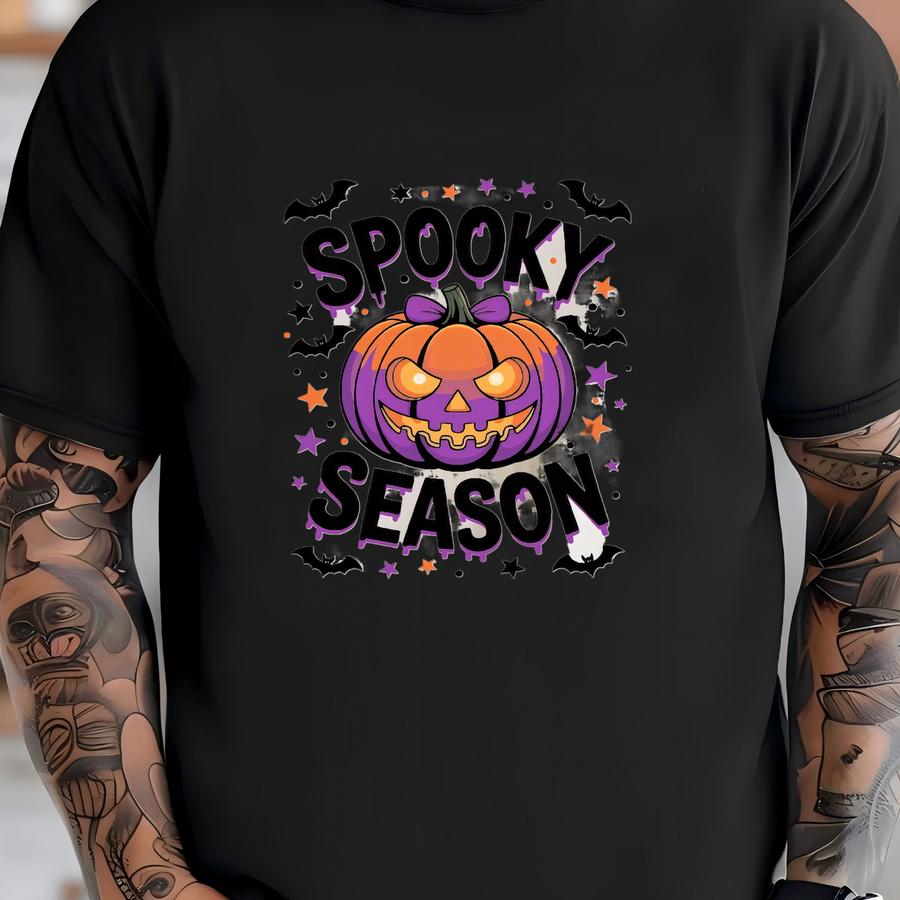 Spooky Season Shirt, Retro Halloween Hoodie, Pumpkin Shirt, Halloween Shirt, Witchy Bats Tee, Spooky Vibes Gift T-shirt