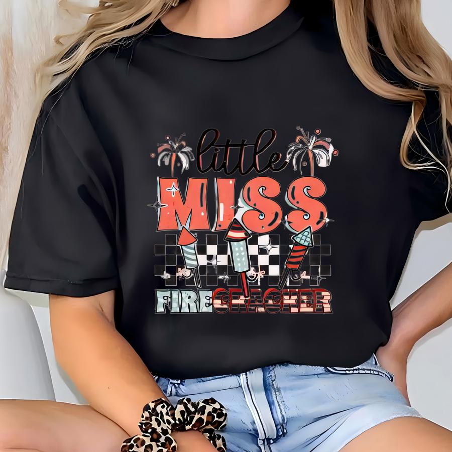 Little Miss Firecracker Shirt, Firework 4th Of July Shirt, Little Miss Shirt, Fourth Of July Shirt, Independence Day, Party In The Usa Shirt T-shirt