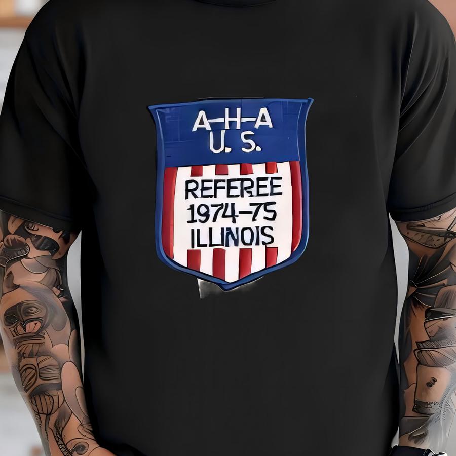 Men's Vintage 70's Winn Well Aha Illinois Referee Uniform Game Worn Jersey Sz L T-shirt