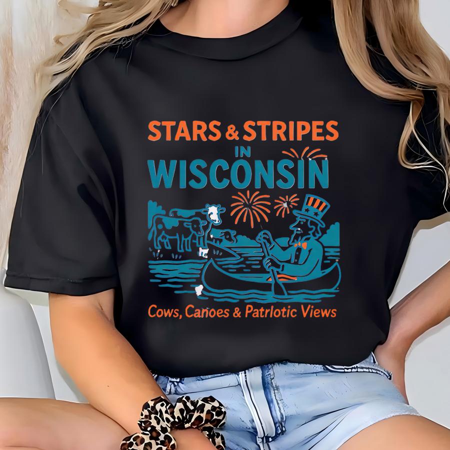 Stars Stripes Tee: Retro Patriotic Hoodie, Canoe Lover Gift T-shirt