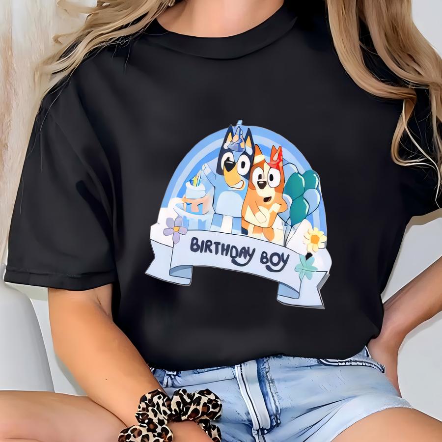 Personalized Cartoon Dog Birthday Shirt: Family Matching Party Tee T-shirt