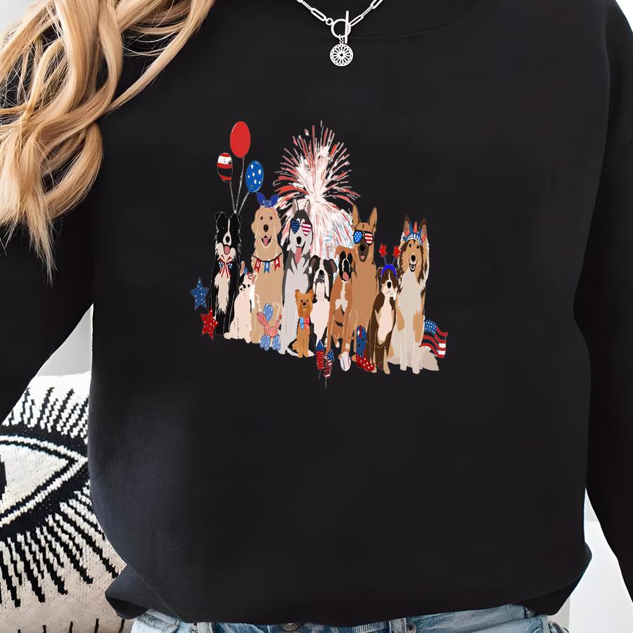 ® 4th Of July Dogs Shirt, Usa Dogs Shirt, America T-shirt, Patriotic Dog Shirt, Cute Tees For 4th Of July, Dog Mom, Dog Dad Sweatshirt