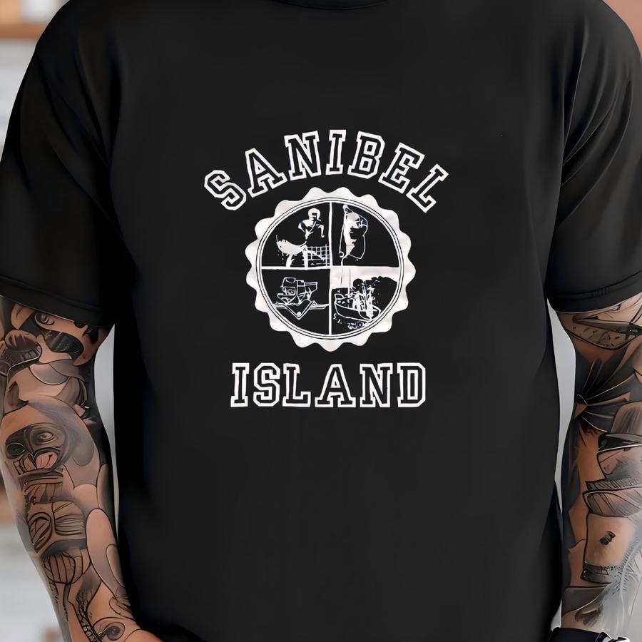 Vintage 1970s Sanibel Island Blue Short Sve Crewneck Sweatshirt Size Medium Large Hanes Champion Hipster School Sports T-shirt