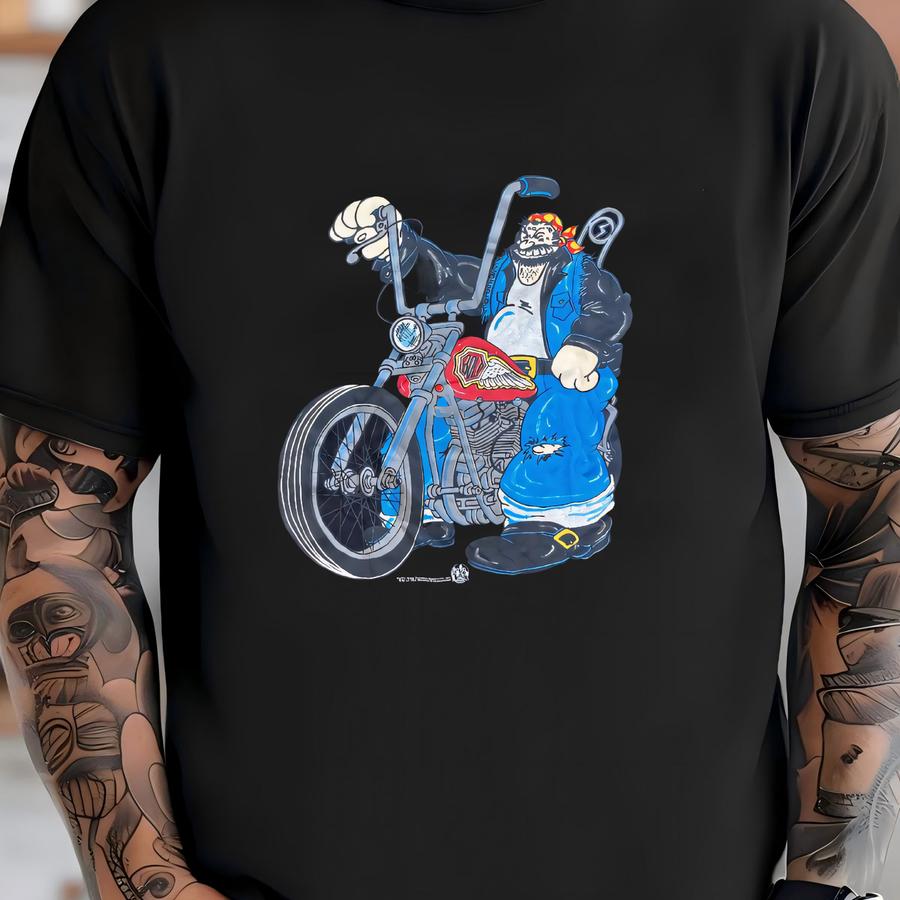 Vintage 1990s Brutus Biker Black Hoodie Size Medium Motorcycle 3d Emblem Hipster Hog Wild 3d Emblem Popeye Cartoon T-shirt