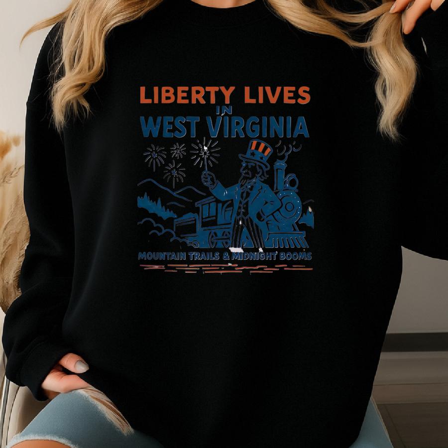 West Virginia Liberty Tee: Retro Patriotic T-shirt, Appalachian Souvenir Sweatshirt