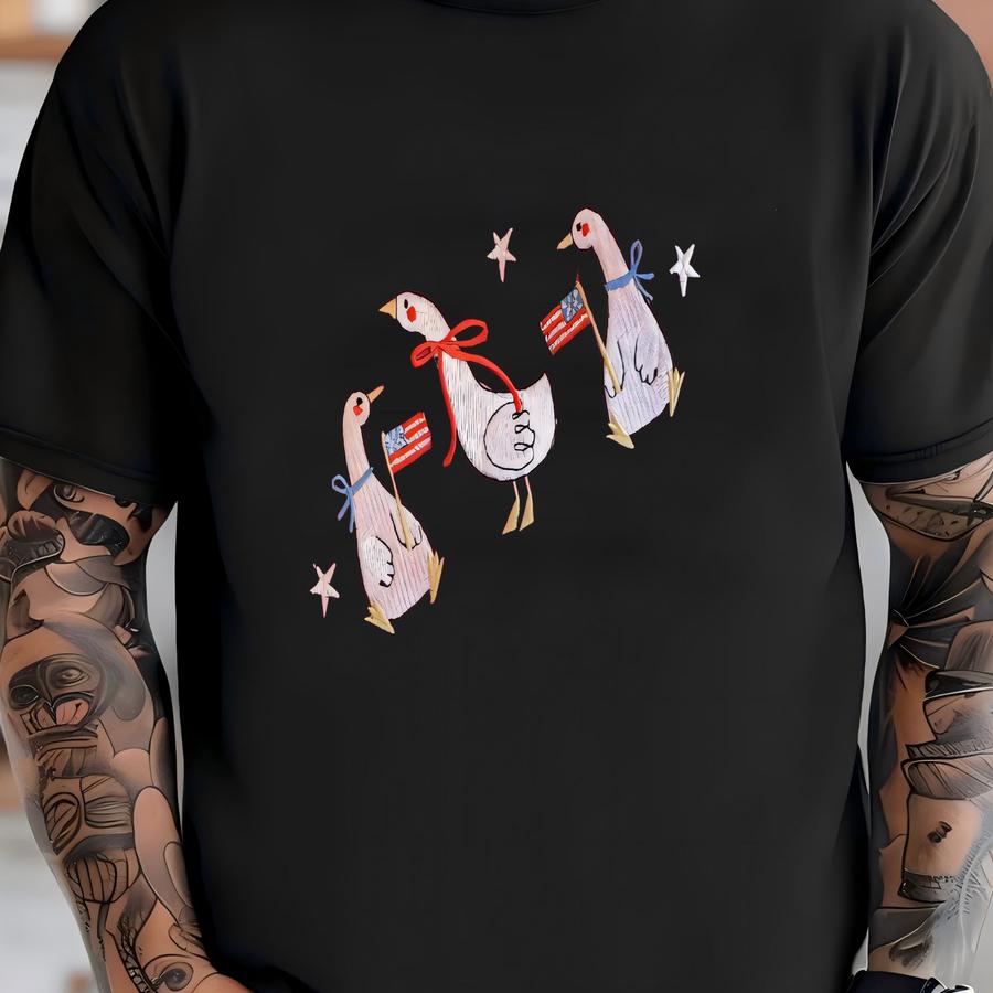Patriotic Geese Tee -- Short Sve Tee T-shirt