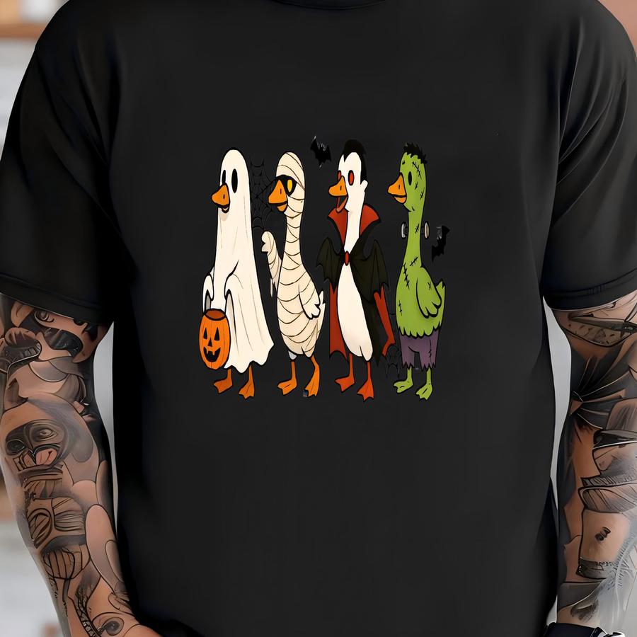 Spooky Goose Shirt, Halloween Goose Tee, Autumn Pumpkin, Halloween Sweatshirt, Fall Crewneck, Ghost Goose Shirt, Silly Goose Shirt, Ghost T-shirt