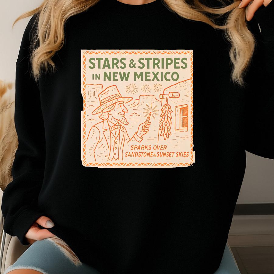 New Mexico Stars Stripes Tee: Vintage Desert Graphic Tee Sweatshirt