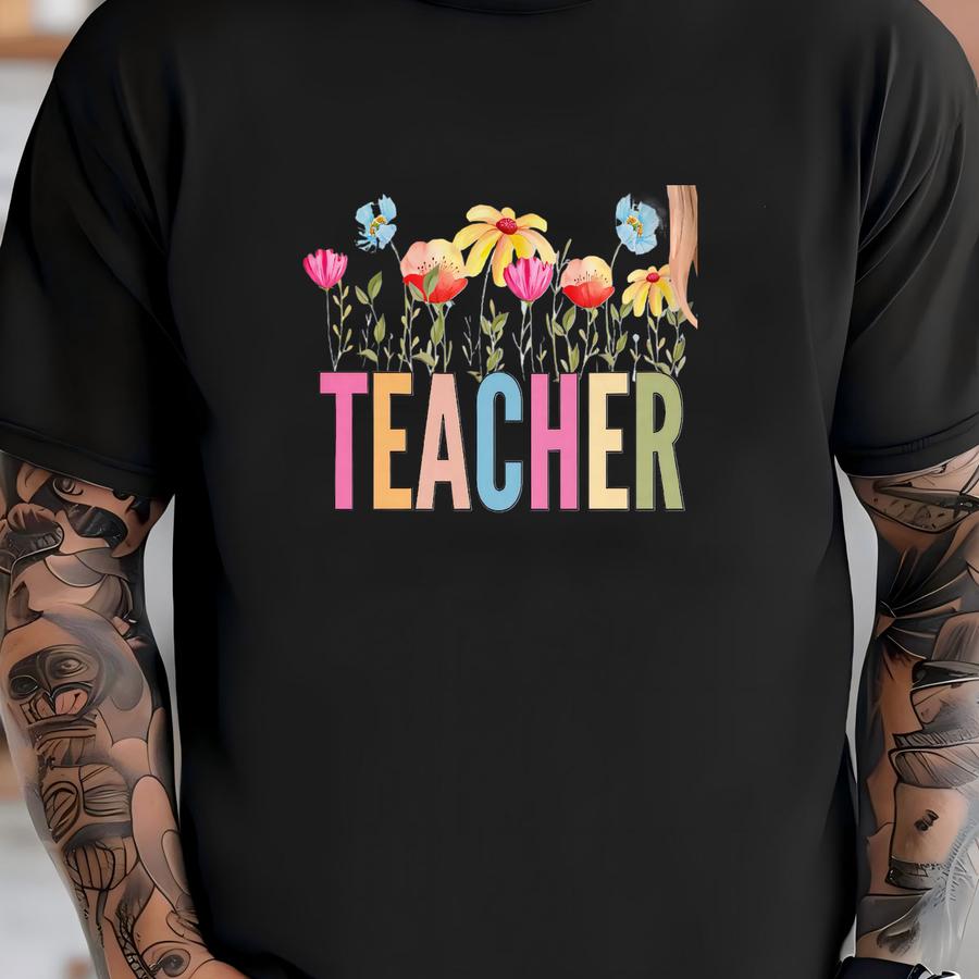 Personalized Floral Teacher Hoodie: Custom Name, Teacher Appreciation Gift T-shirt