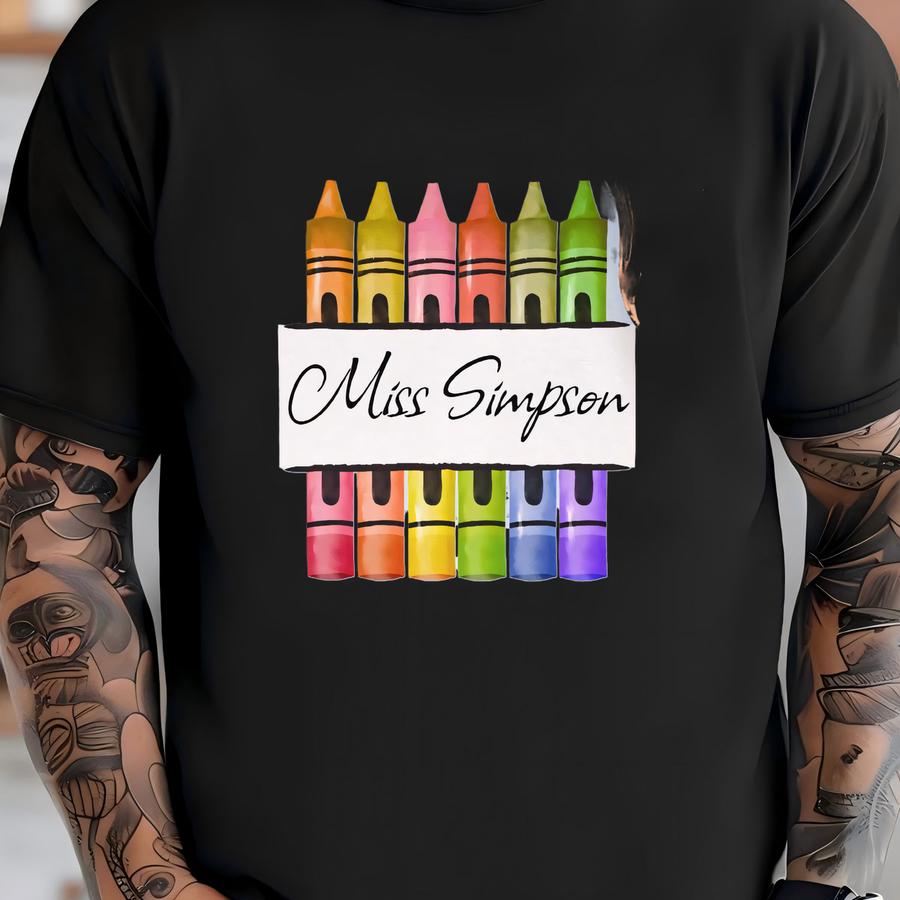 Personalized Teacher Hoodie: Colorful Crayon Design, Back To School T-shirt
