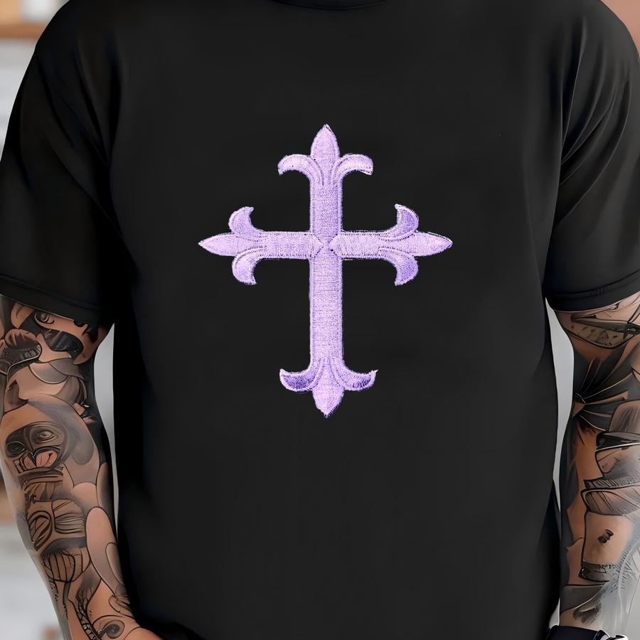 Lavender Cross Applique Patch - Jesus Christ Christian Badge 4 T-shirt