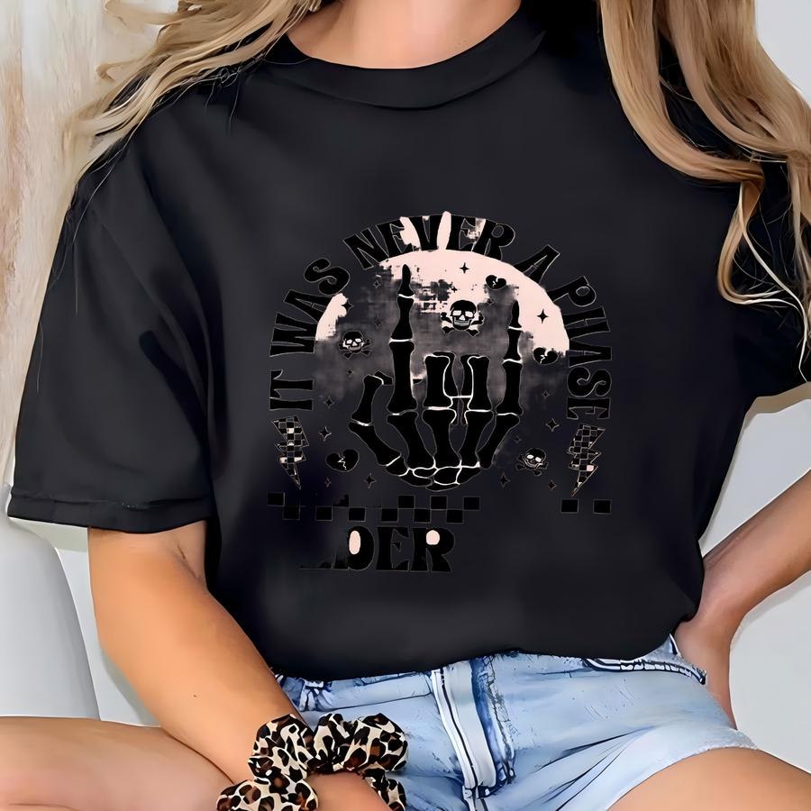 Elder Emo Shirt, Emo Mom Shirt, Emo Mama Gift, It Was Never A Phase Elder Emo, Skeleton Hand Rock Shirt, Funny Emo Nostalgia Tee, Scene Tee T-shirt