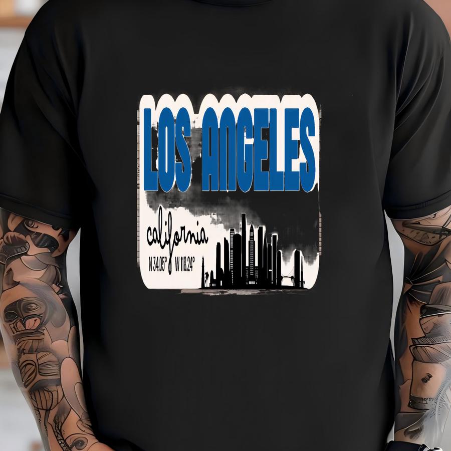 Los Angeles, California Retro Text Sticker, Waterproof Vinyl Decal, Los Angeles Gift, Los Angeles Trip, Los Angeles Wedding T-shirt