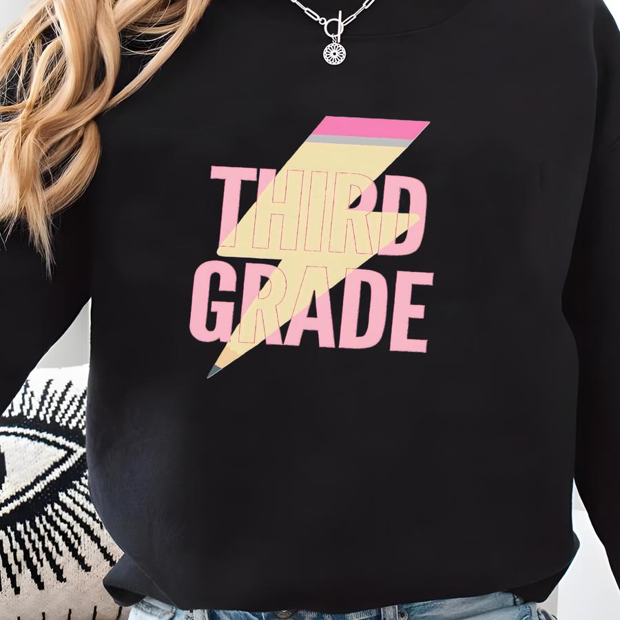 Third Grade Team Shirt For Back To School, 3rd Grade Teacher T-shirt With Lightning Bolt Design, Third Grade Teacher  Sweatshirt