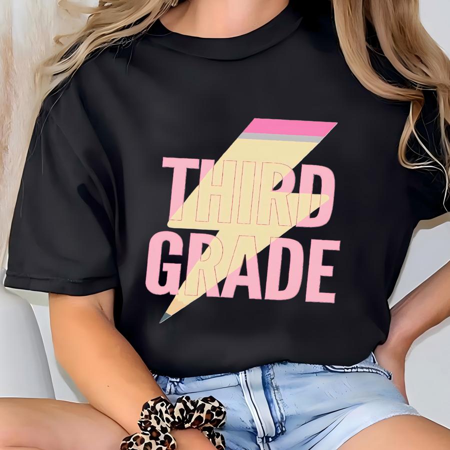 Third Grade Team Shirt For Back To School, 3rd Grade Teacher Hoodie With Lightning Bolt Design, Third Grade Teacher  T-shirt