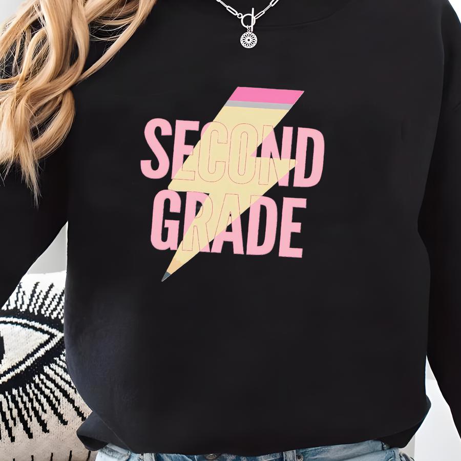 Second Grade Team Shirt For Back To School, 2nd Grade Teacher T-shirt With Lightning Bolt Design, 2nd Grade Teacher  Sweatshirt