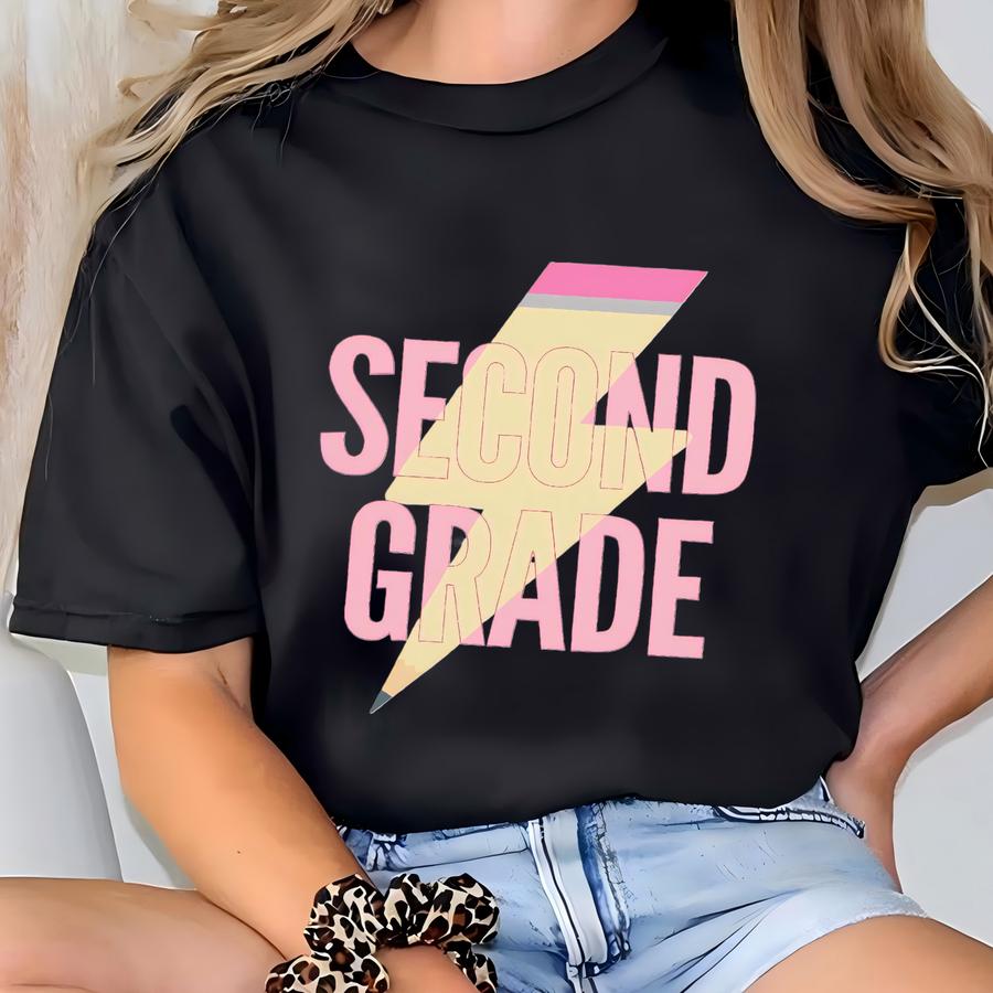 Second Grade Team Shirt For Back To School, 2nd Grade Teacher Hoodie With Lightning Bolt Design, 2nd Grade Teacher  T-shirt