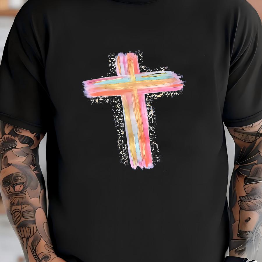Rainbow Cross Christian Tee T-shirt