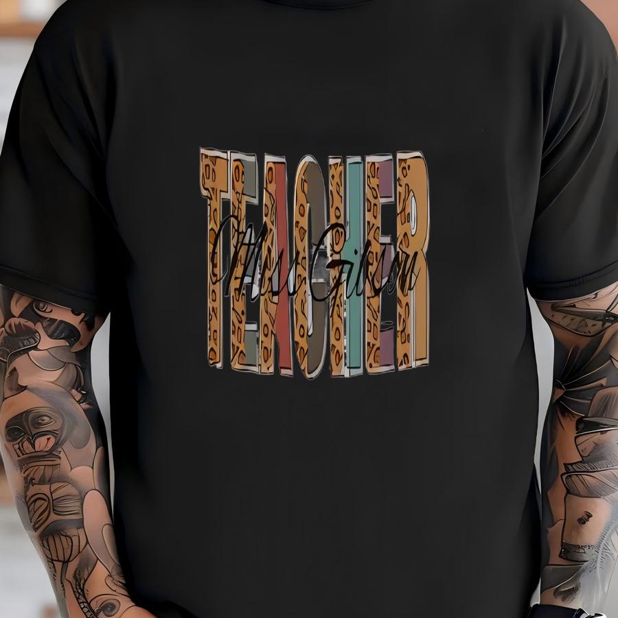 Personalized Leopard Print Teacher Travel Mug: 40oz Insulated T-shirt