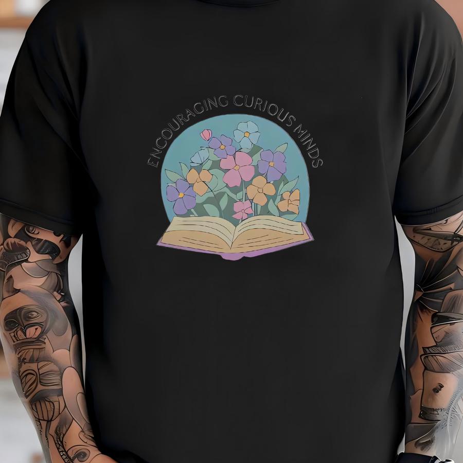 Personalized Teacher Travel Mug: Floral Book Design, 40oz Insulated T-shirt