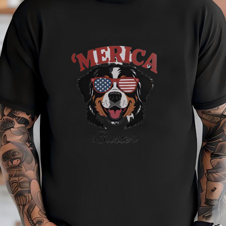 Personalized Patriotic Bernese Mountain Dog Tumbler: 40 Oz Insulated Travel Mug T-shirt