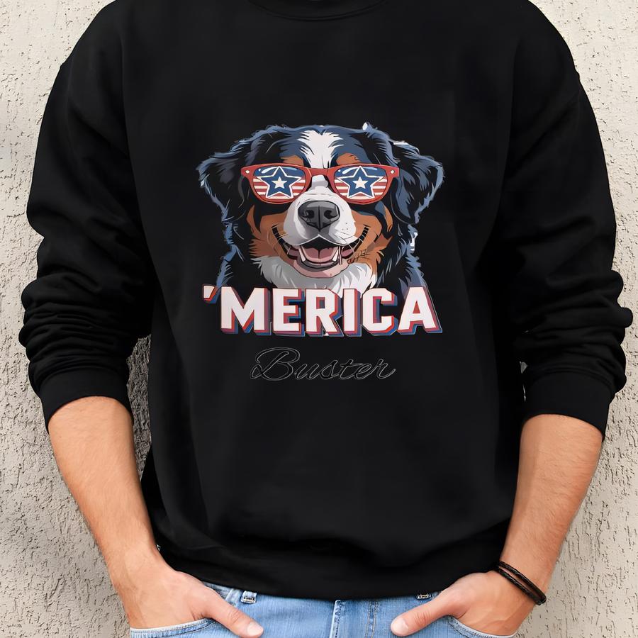Personalized Bernese Mountain Dog Tumbler: Patriotic 40 Oz Insulated Travel Mug Sweatshirt
