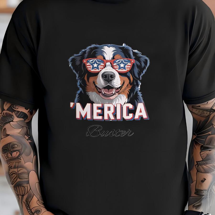 Personalized Bernese Mountain Dog Tumbler: Patriotic 40 Oz Insulated Travel Mug T-shirt