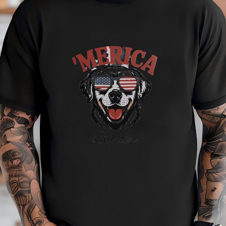 Personalized Dog Travel Tumbler: Patriotic Pup With American Flag Sunglasses T-shirt