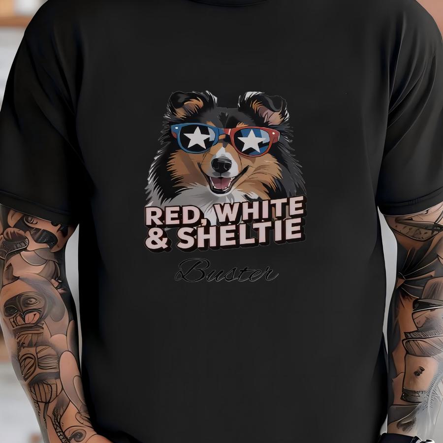 Custom Sheltie Dog Tumbler: Patriotic Pet Gift, Personalized 40 Oz Travel Mug T-shirt