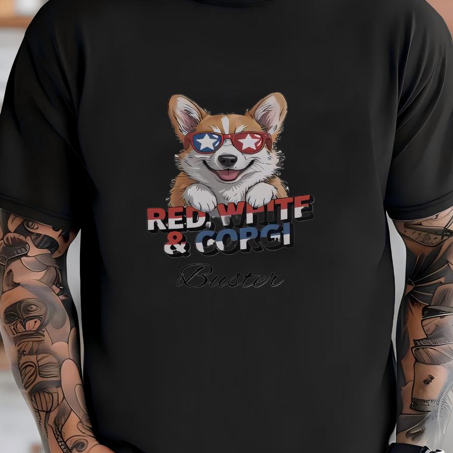 Custom Corgi Tumbler: Patriotic Dog Travel Mug, Personalized 40 Oz T-shirt