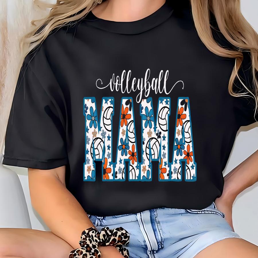 ® Volleyball Mama Shirt Floral Mom Volleyball Season Tee Mom Tshirt Women's Flower Volleyball Mom Shirt Gift T-shirt
