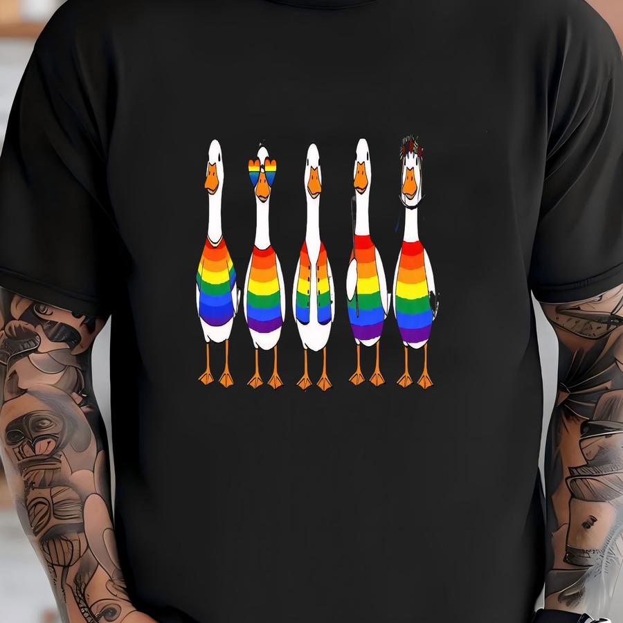 Just A Proud Goose Shirt, Lgbtq Pride Goose Gift, Gay Goose Shirt, Lgbt Goose Tee, Rainbow Goose, Lgbtq Shirt, Lesbian Shirt, Duck Lover Tee T-shirt