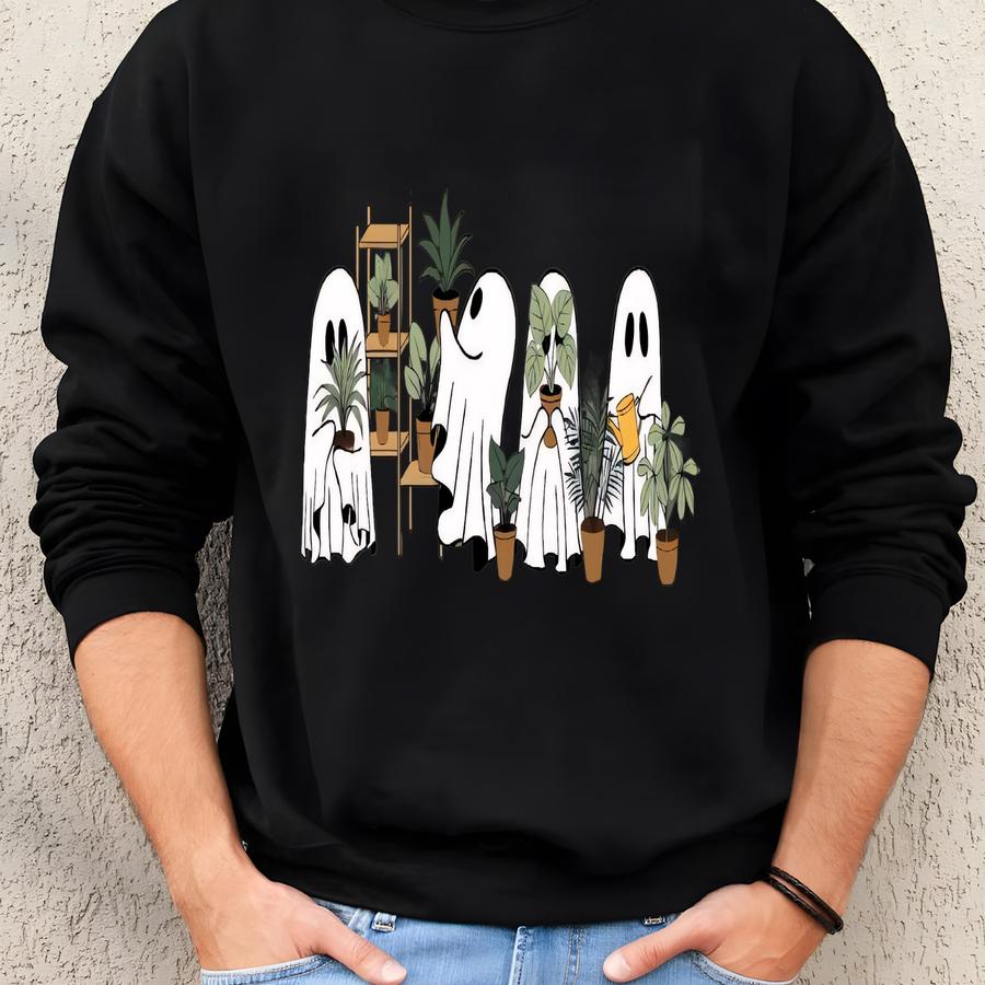 Cute Ghost Plant Sweatshirt, Plant Lover Halloween Shirt, Halloween Mom Sweater, Floral Ghost Shirt, Ghost Plant Lady Shirt, Spooky Gardener Sweatshirt