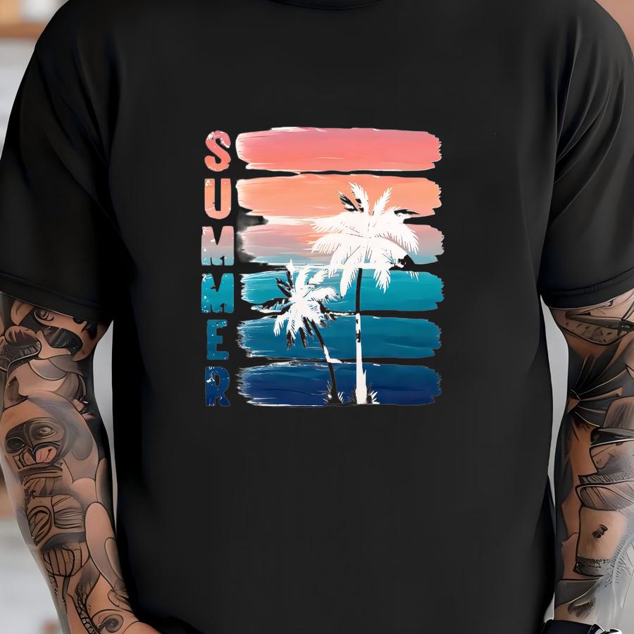 Sunset Beach Palm Trees Hoodie, Love Summer Shirt, Sunset Beach Shirt With Palm Trees, Tropical Travel, Romantic Summer Vacation Tee -tc132 T-shirt
